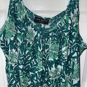 Lane Bryant Teal and White Floral Tank Top